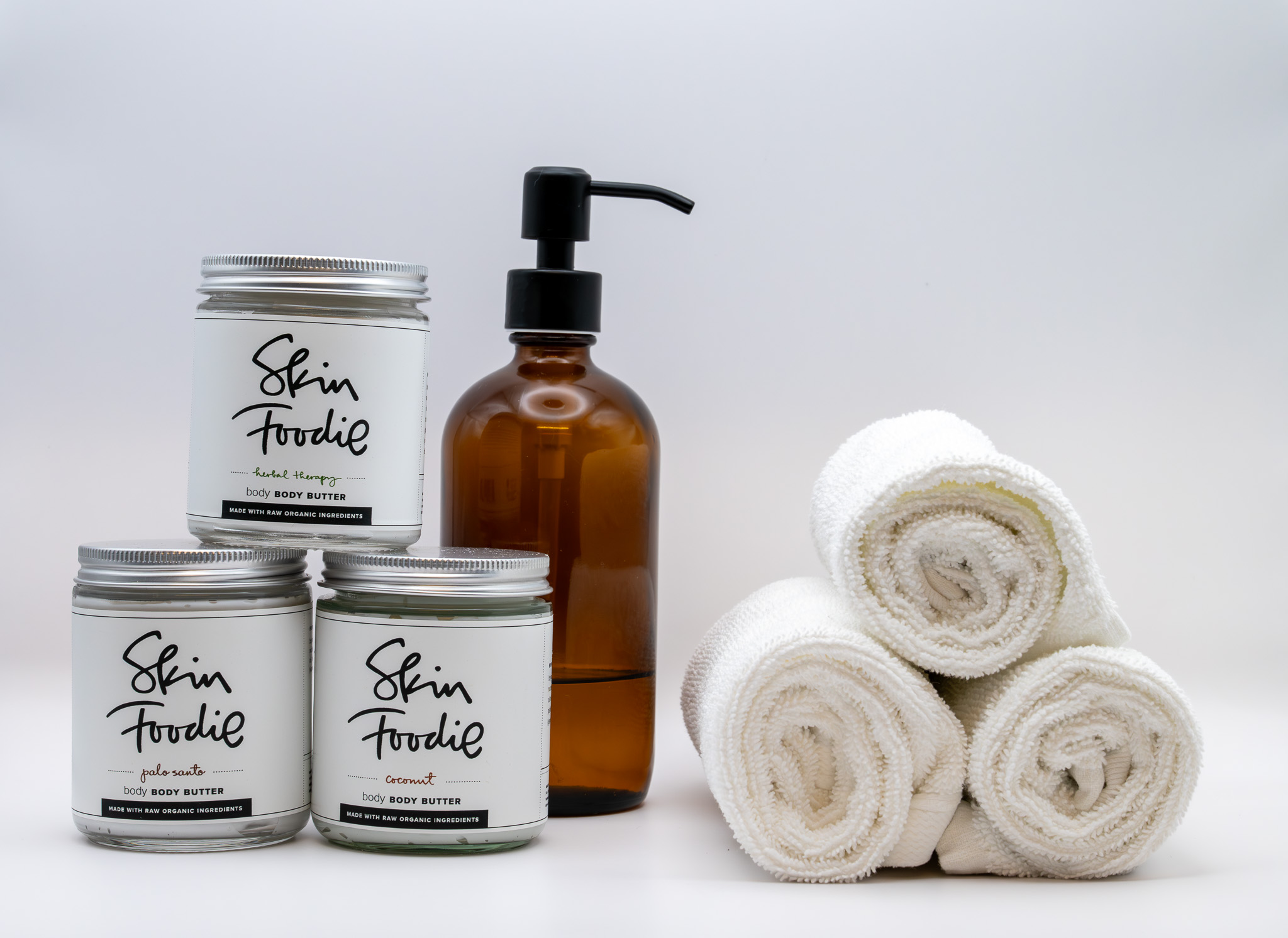 Product photography of Skin Foodie body butter and bath products for a client's brand